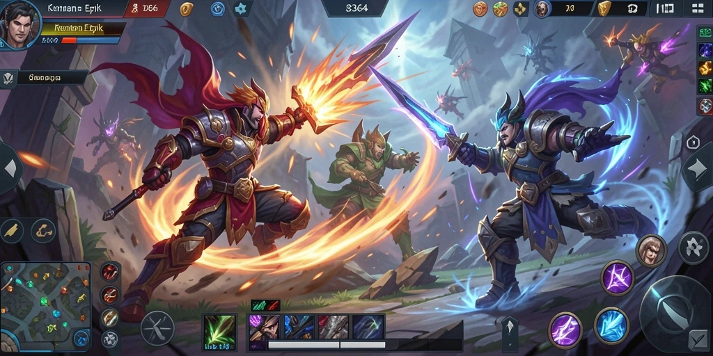 Screenshot gameplay seru dalam pertarungan MOBA 8364.