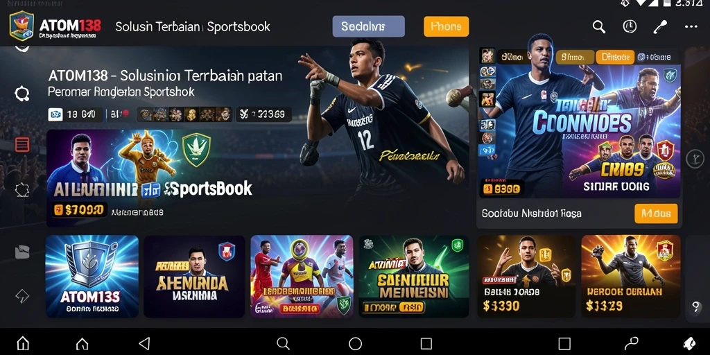 Tampilan utama ATOM138 yang menampilkan berbagai opsi taruhan olahraga.