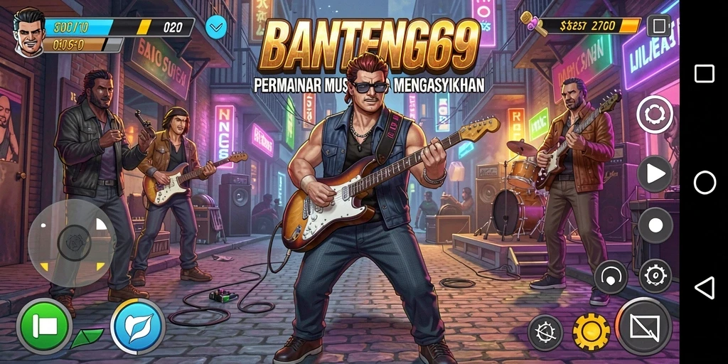 Tampilan gameplay BANTENG69 dengan aksi musik yang seru.