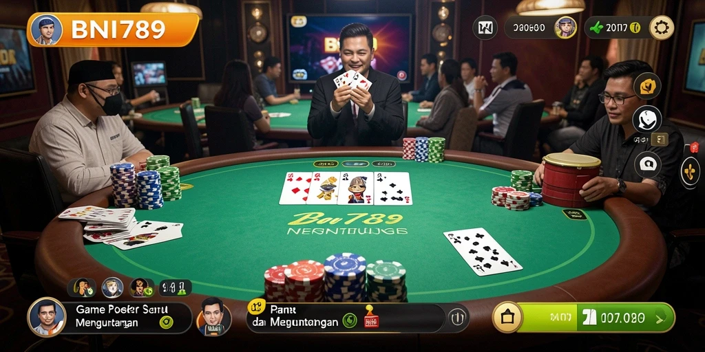 Tampilan gameplay Poker di BNI789 yang menegangkan dan menarik.