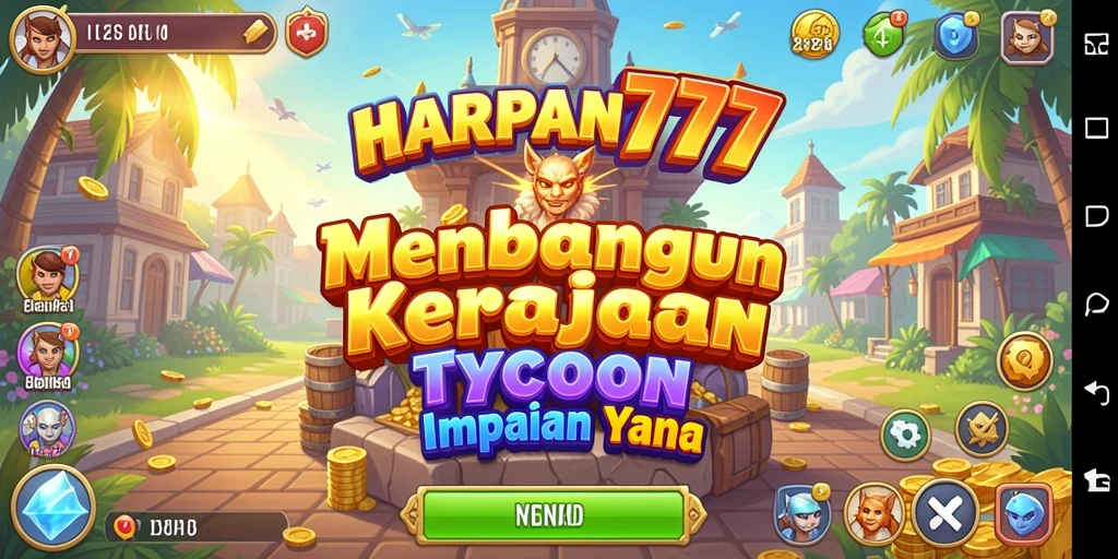 Screenshot gameplay HARAPAN777 yang menunjukkan momen membangun kerajaan Tycoon.