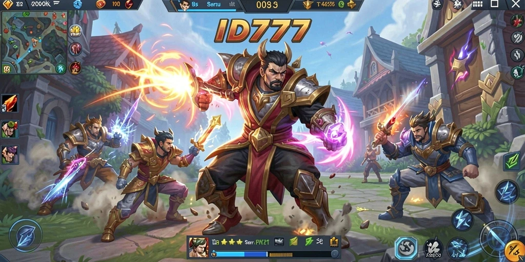 Tampilan dinamis gameplay MOBA dalam ID777 yang mendebarkan.