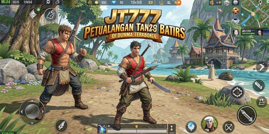 Screenshot gameplay JT777 menampilkan keindahan dunia terbuka yang luas.