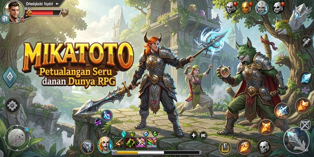 Screenshot MIKATOTO menampilkan aksi pertempuran seru dalam permainan RPG.