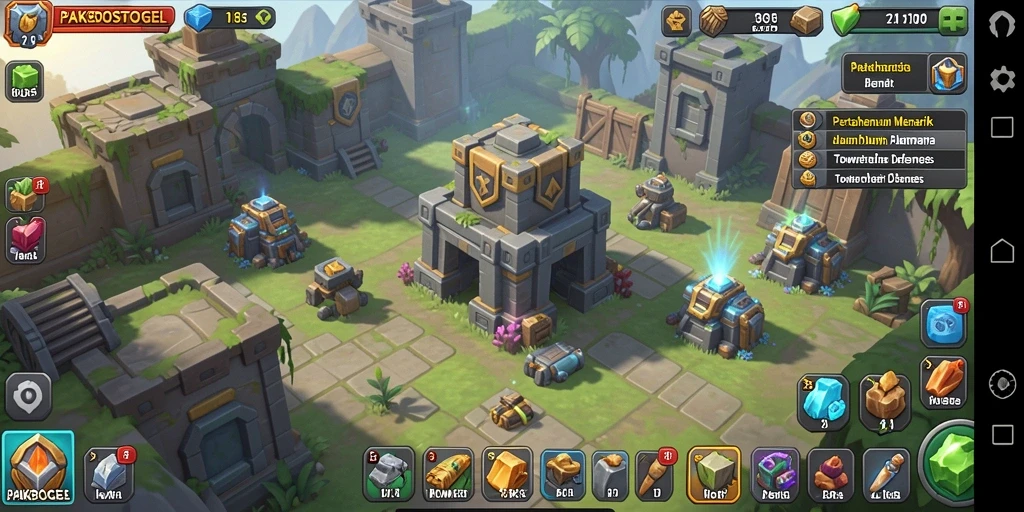 Tangkapan layar menunjukkan aksi seru dalam gameplay Tower Defense.