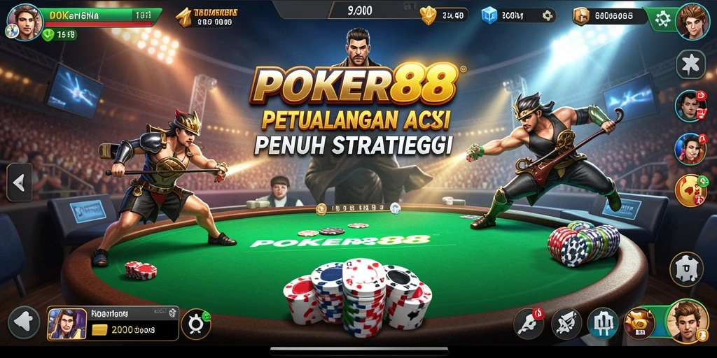 Tangkapan layar POKER88 menampilkan momen mendebarkan dalam aksi permainan.