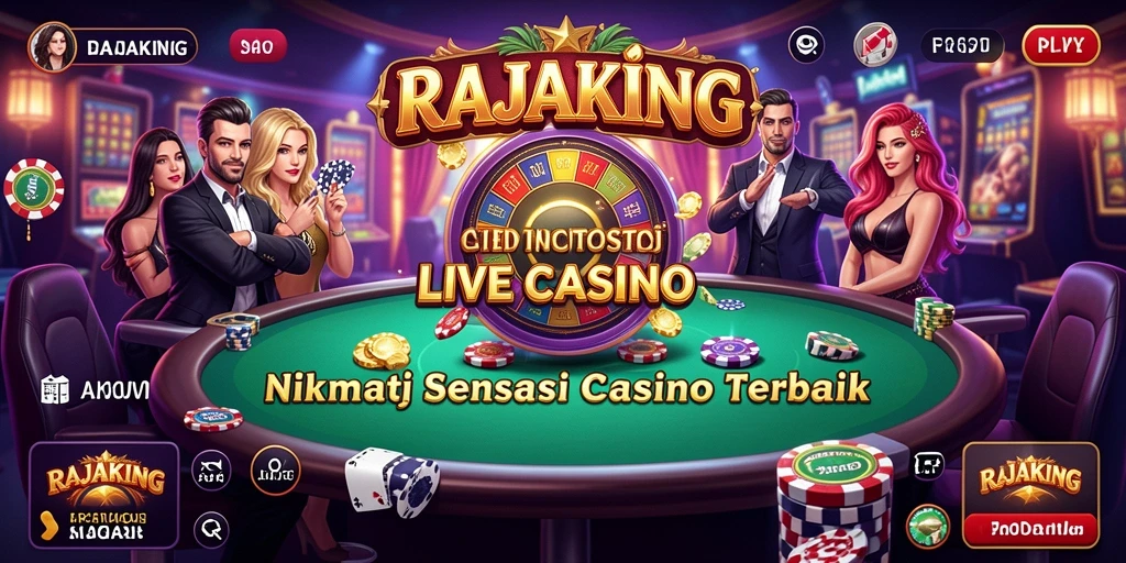 Tangkapan layar gameplay RAJAKING yang menampilkan dealer profesional dan suasana Live Casino.