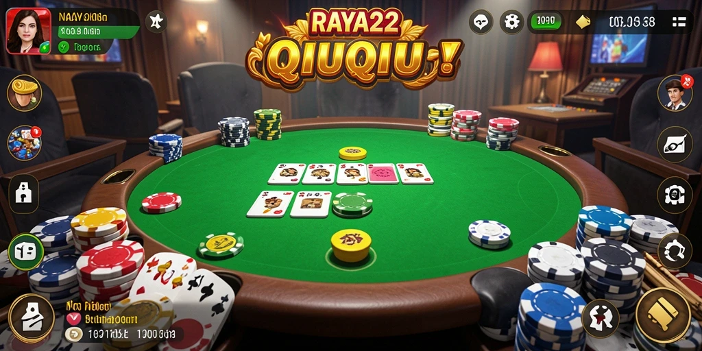 Screenshot RAYA22 menunjukkan aksi seru permainan QiuQiu.