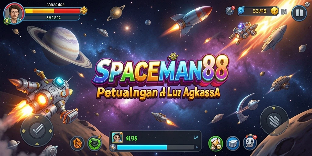 Tampilan gameplay SPACEMAN88 dengan grafis interaktif dan efek visual menarik.