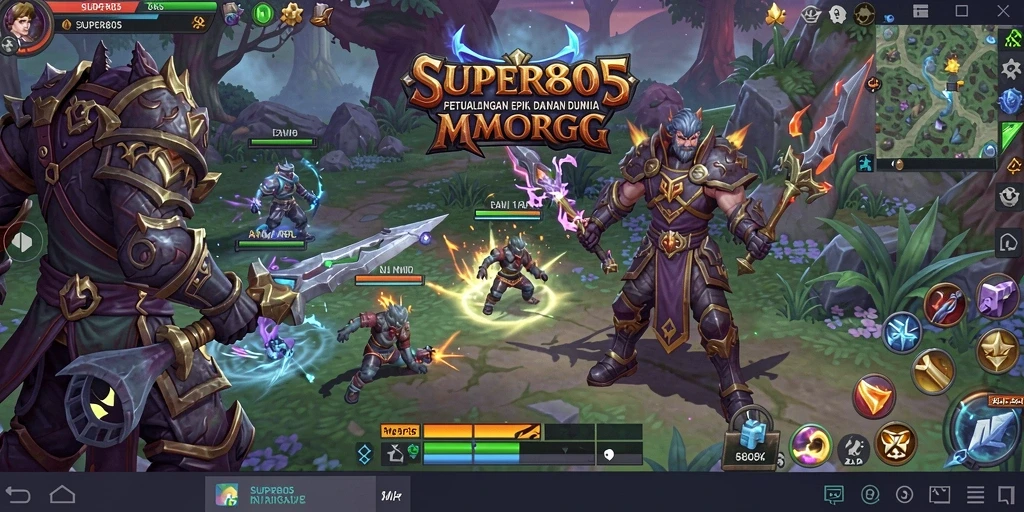 Tangkapan layar gameplay SUPER805 yang menunjukkan aksi pertarungan dinamis.